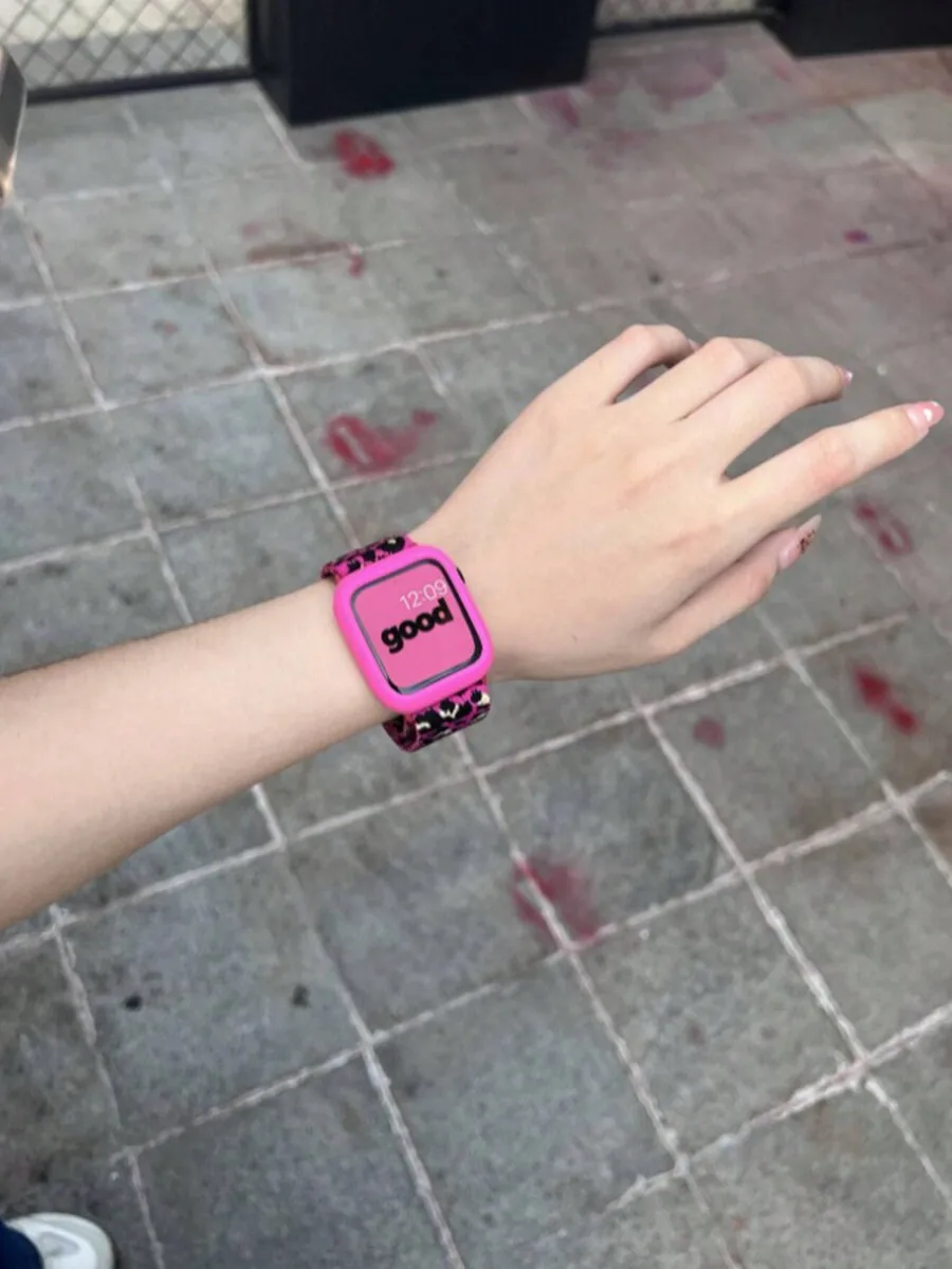 1pc Unisex Printed Pattern Nylon Strap With Adjustable Buckle Compatible With Apple Watch Band