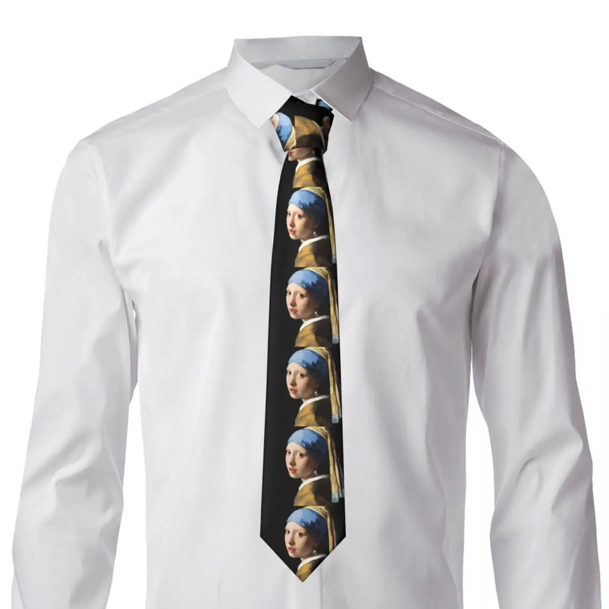 Classic Girl With A Pearl Earring Neck Tie Mens Custom Silk Vincent Van Gogh Painting Necktie for Business Gravatas