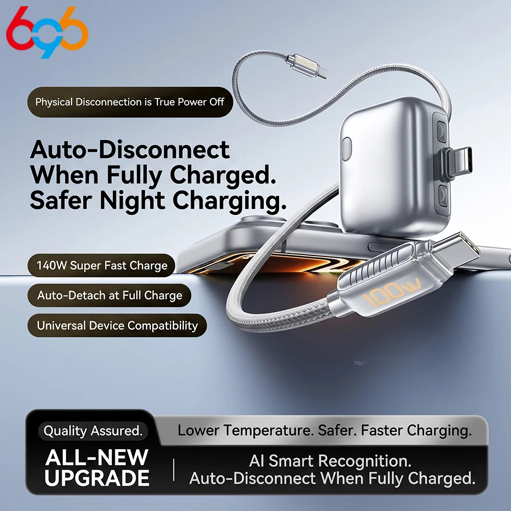 140W Fast Charging Data Cable Automatic Power-Off Full-Capacity Separator For Mobile Phone Charging For Type-C Devices Safety