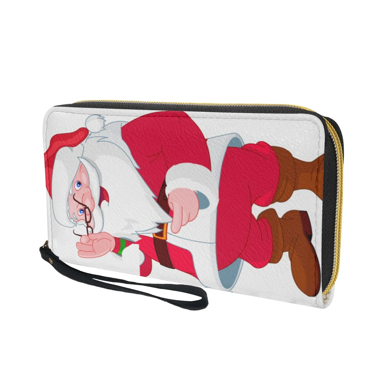 Belidome-billeteras con estampado de Papá Noel para mujer, carteras de cuero con bloqueo RFID, tarjetero, bolsos de embrague alrededor, monedero largo con cremallera