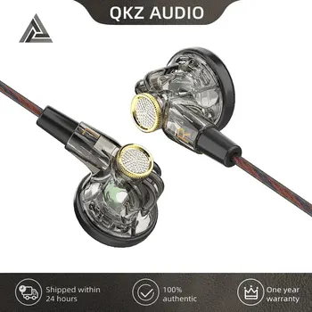 QKZ-MDRフラットヘッドヘッドフォン,16mm,ダイナミックHi-Fiベース,スポーツイヤフォン,音楽,有線イヤホン,3.5mm,マイク付き合成ヘッドセット