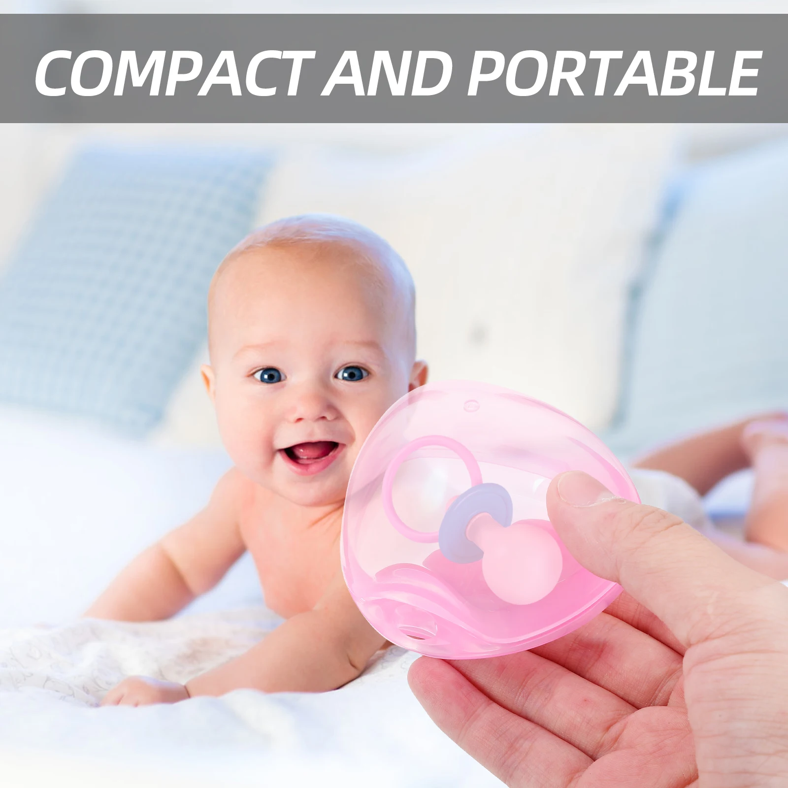 

4pcs Container Storage Holder Pink Pacifier Travel Pacifier Container Holder Case Transparent Travel Detachable Clean Case