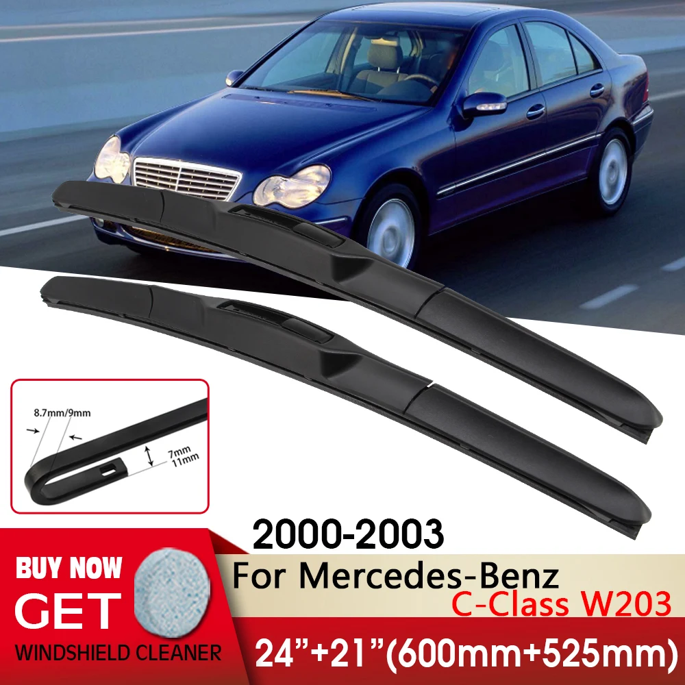 

Car Wiper Front Wiper Blade 24"+21" For Mercedes-Benz C-Class W203 2000-2003 Fit U Hook Arm Windshield Windscreen Front Window