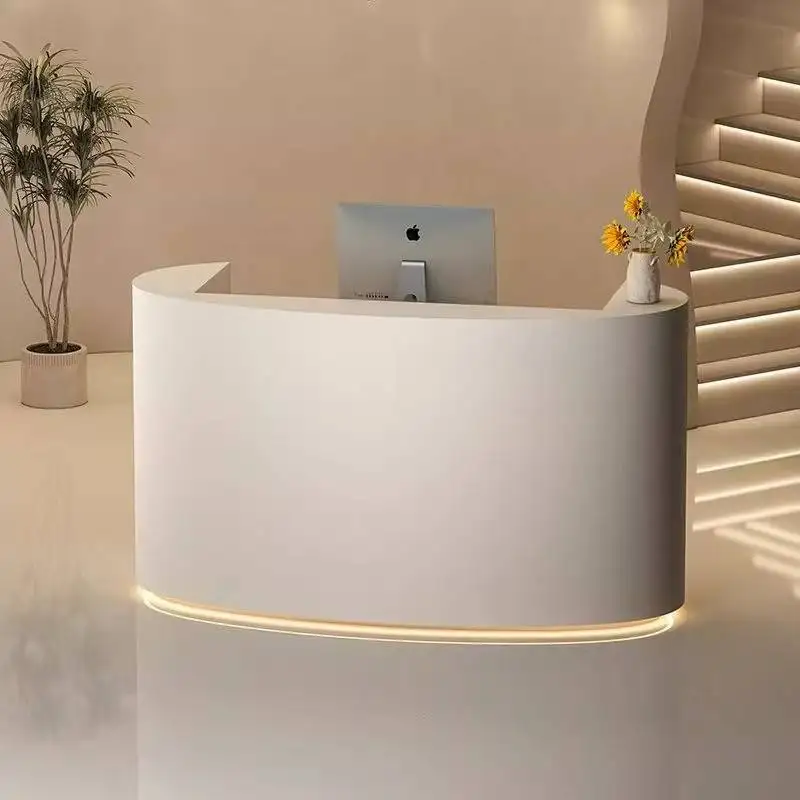 تصميم مكاتب الاستقبال للتخزين ديكور رخيص مكاتب الاستقبال الفاخرة الحديثة الصغيرة البيضاء الكلاسيكية الخشب أثاث الاستقبال Mostrador