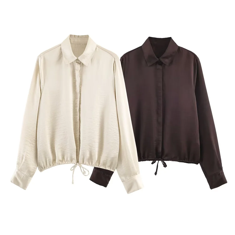 

2026 New Women's Fashion Versatile Loose Casual Collar Long Sleeve Single breasted Decorative Shirt