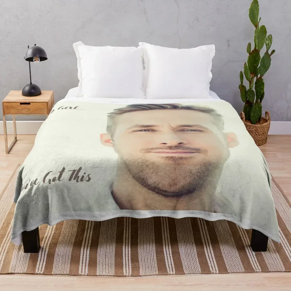 Hey Girl Ryan Gosling Throw Blanket Bed Fashionable Hair halloween Blankets