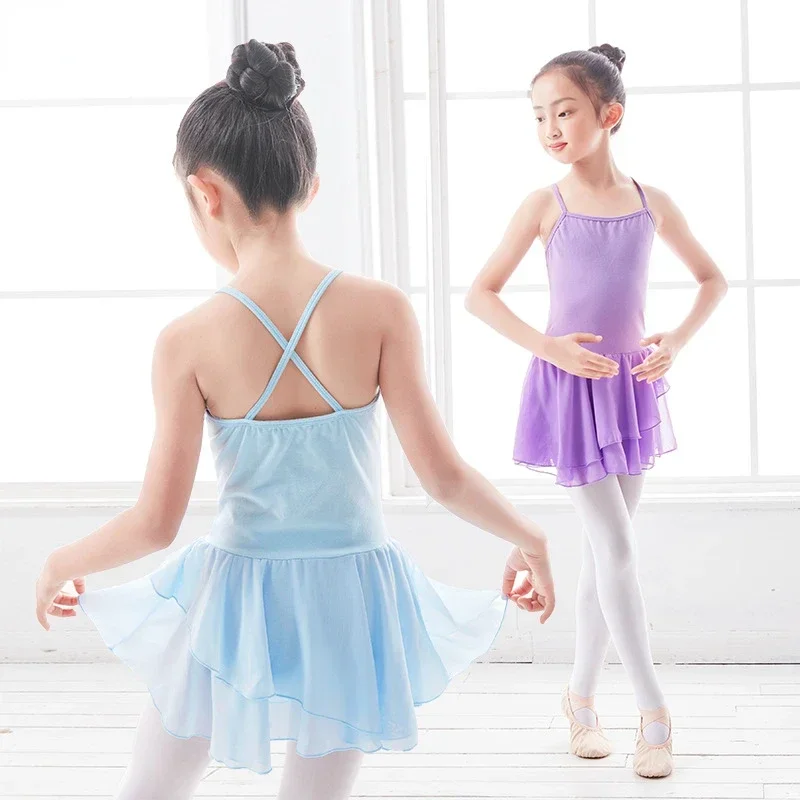 Ballet Dance Dress Girl Gymnastics Leotards Ballet Tutu Dancewear Sleeveless Chiffon-Skirt Princess Ballerina Performance
