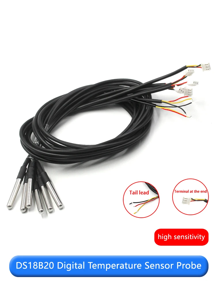 DS18B20 stainless steel package waterproof type cable length 1 meter with XH2.54 terminal