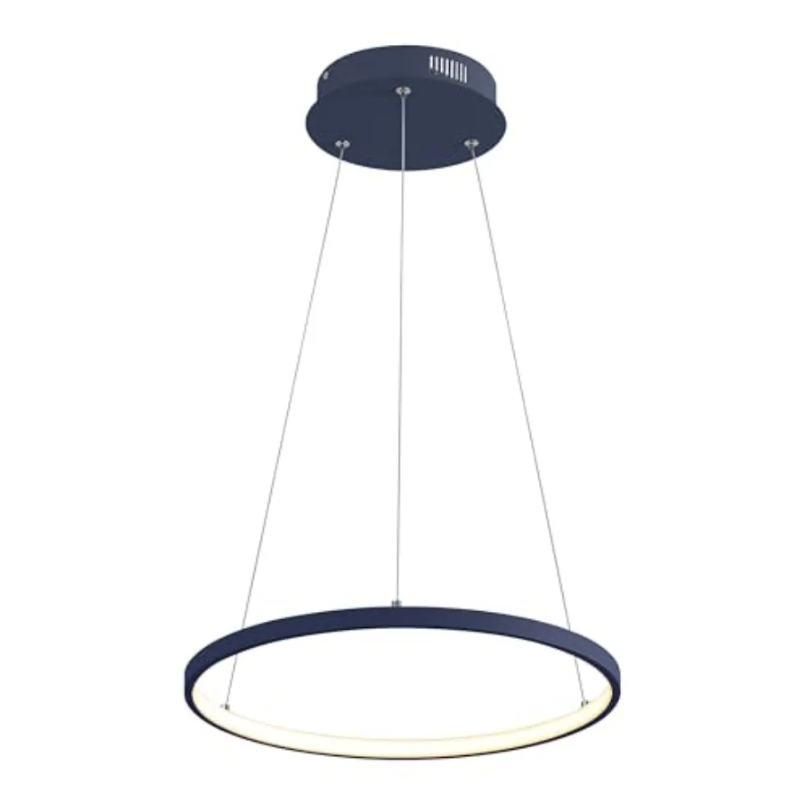 

Modern Integrated LED Pendant Light, Dimmable Round Hoop Chandelier for Kitchen Island, Dining Room, Adjustable Height Metal Ha