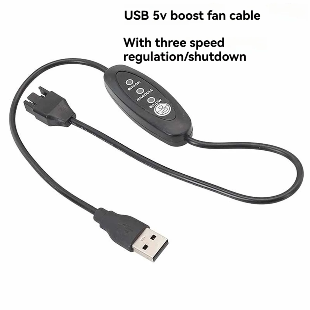 KK-B2-USB 5V to 12V Boost Fan Cable Adjustable USB to 4 Pin Fan Cable 3 Gears Adjustable Speeds USB to 12V Chassis Fan Cable