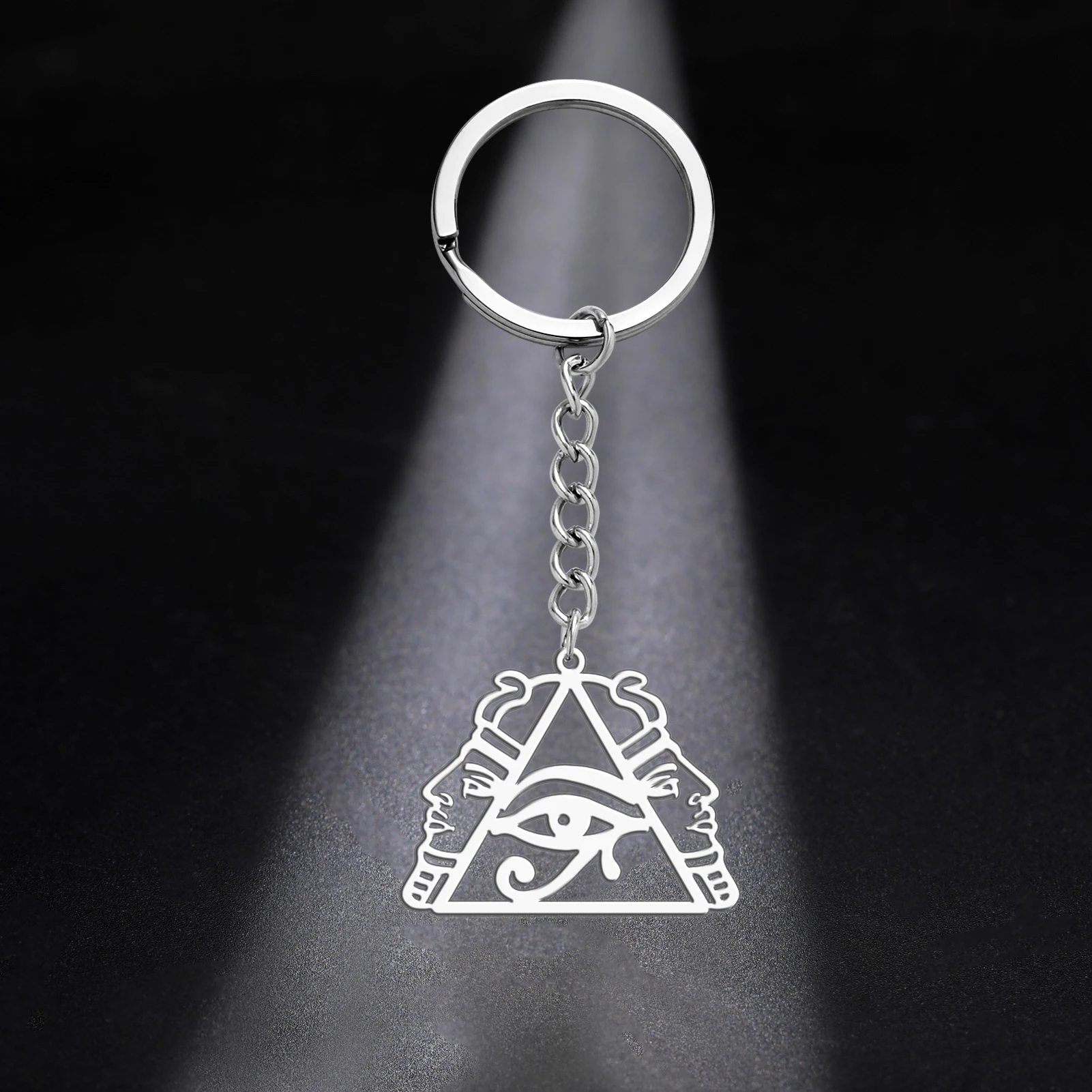 1pc Eye of Horus Keychain Stainless Steel Car Key Ring Egyptian Symbol Protection Amulet Spiritual Gift for Yoga Meditation