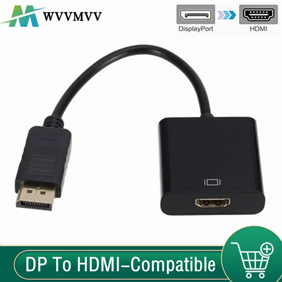 WvvMvv kompatybilny DisplayPort do HDMI kabel Adapter konwerter wideo żeński 1080P DP kompatybilny z wtyk męski do HDMI dla PC TV Laptop