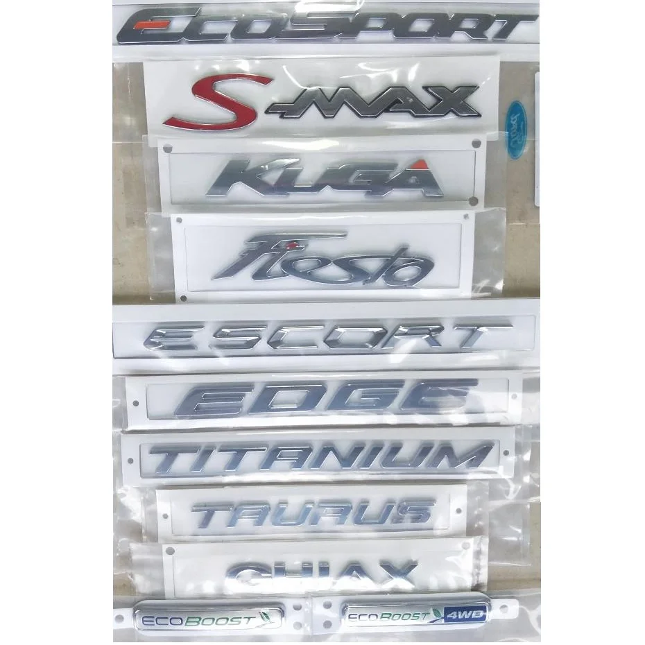 Letras Cromadas para Maletero de Ford EcoSport S-MAX C-MAX KUGA Fiesta ESCORT EDGE TITANIUM, Emblemas ECOBOOST 4WD