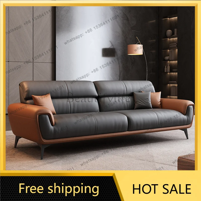 Nordic Leather Sofa Designer Simple Business Leisure Romantic Living Room Sofas Comfortable Adult Decor Sillon