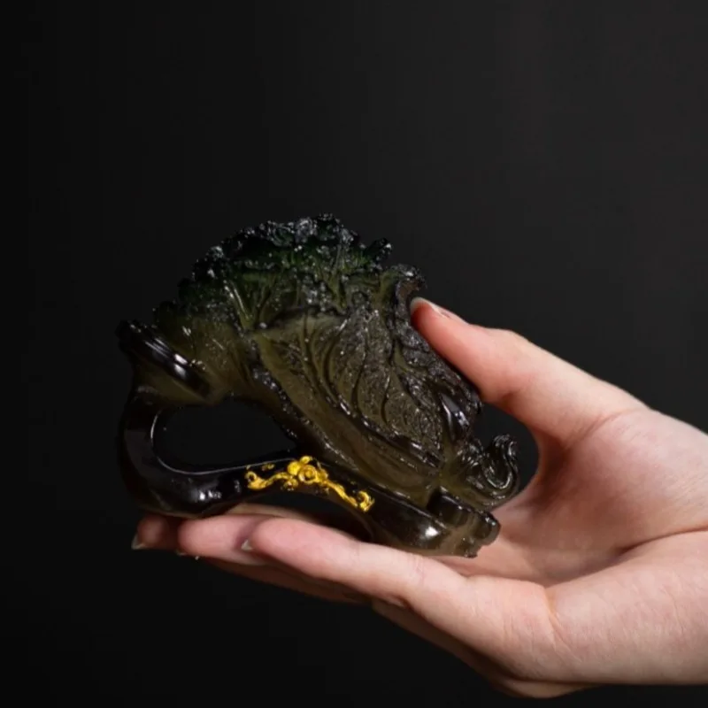 Color Changing Cabbage Tea Pet Thermochromic Heat Sensitive Resin Statue Gongfu Tea Tray Decor Chinese Tea Ceremony