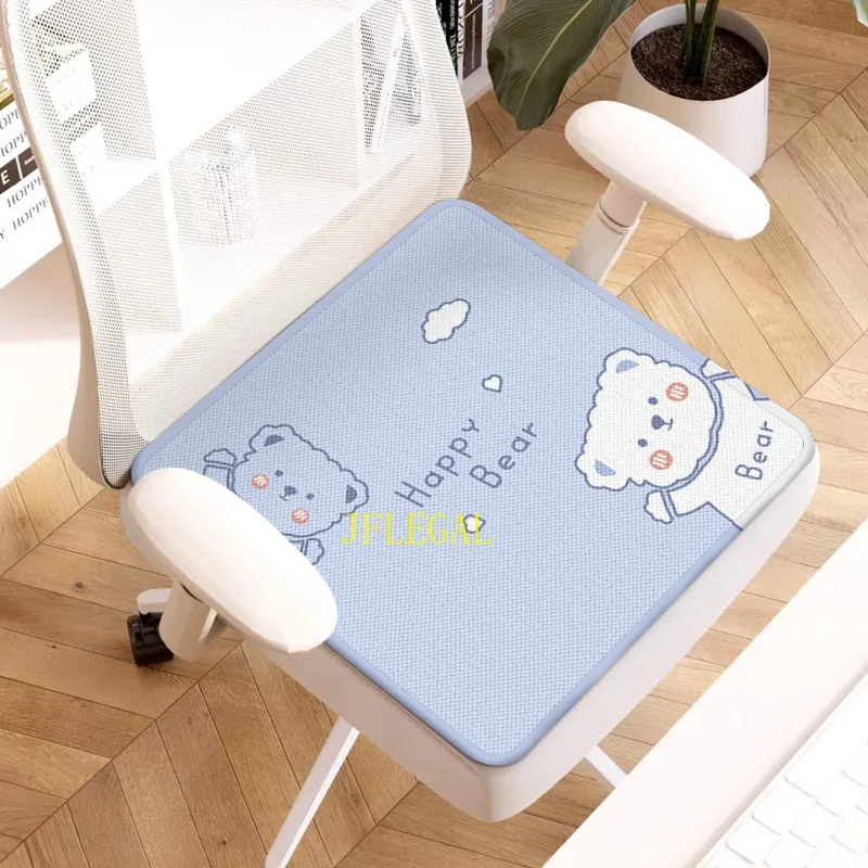 

JFLEGAL Cartoon Bear Cool Ice Silk Cushion Chair Office Household Mat Office Sedentary Chair Student Stool Cushion Fart Pad