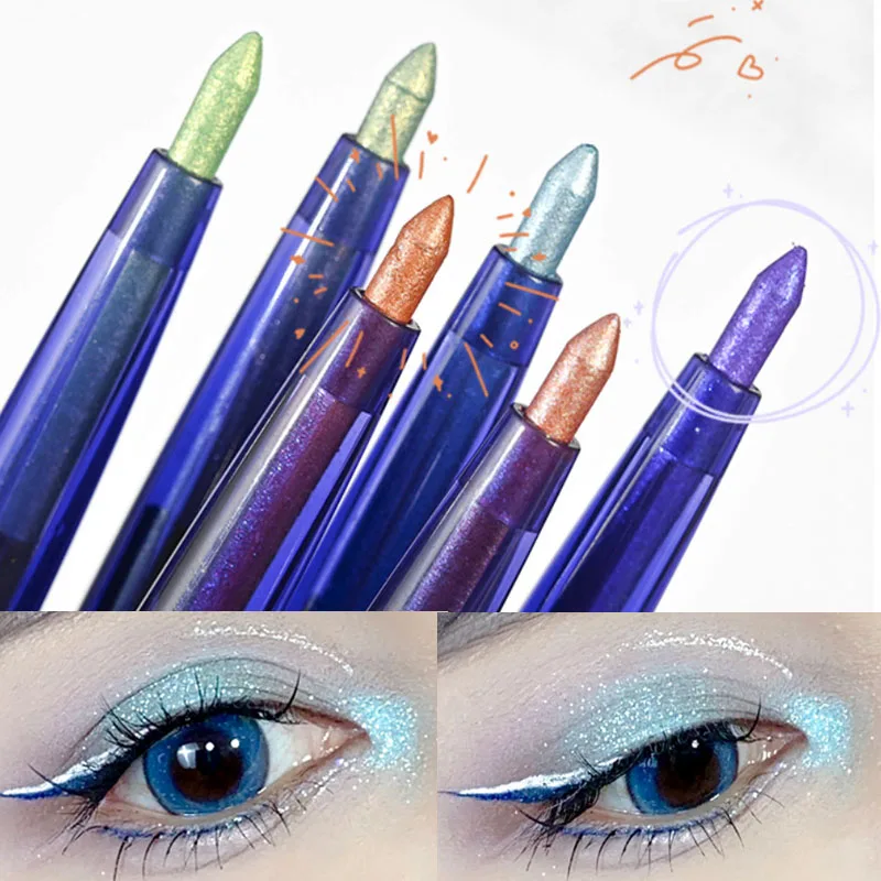 Glitter Blue Eyeshadow Eyeliner Waterproof Shiny Chrome Eye Shadow Pencil Pearl Green Purple Lying Silkworm Pen Makeup Cosmetics