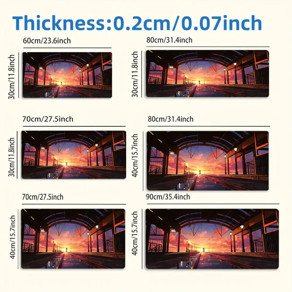 Tappetino per mouse da gioco grande XXL, tappetino per mouse da scrivania, design grande stazione anime, bordi cuciti, adatto per ufficio e uso domestico