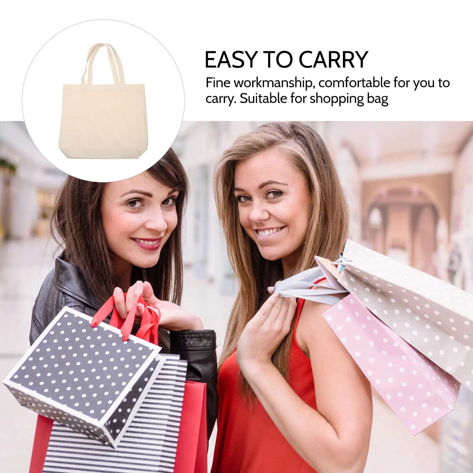 

3Pcs Canvas Tote Bags Reusable Grocery Shopping Large Capacity Foldable Soft Handle Washable Canvas Tote Bags