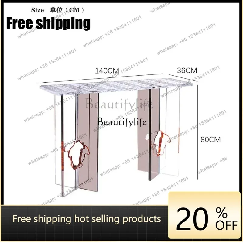 JJ Italian minimalist entrance table light luxury foyer decoration villa acrylic entrance table