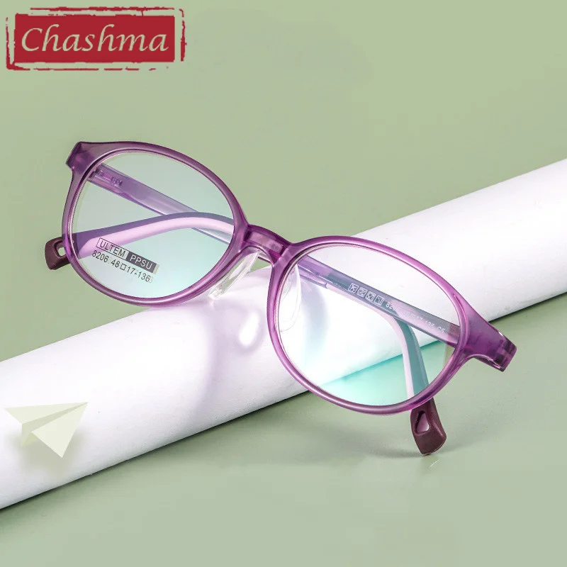 Chashma 48 mm Kids Eye Glasses Boy Frames Oval Prescription Spectacles Girls Flexible Light Gafas Rubber with Hoops Children