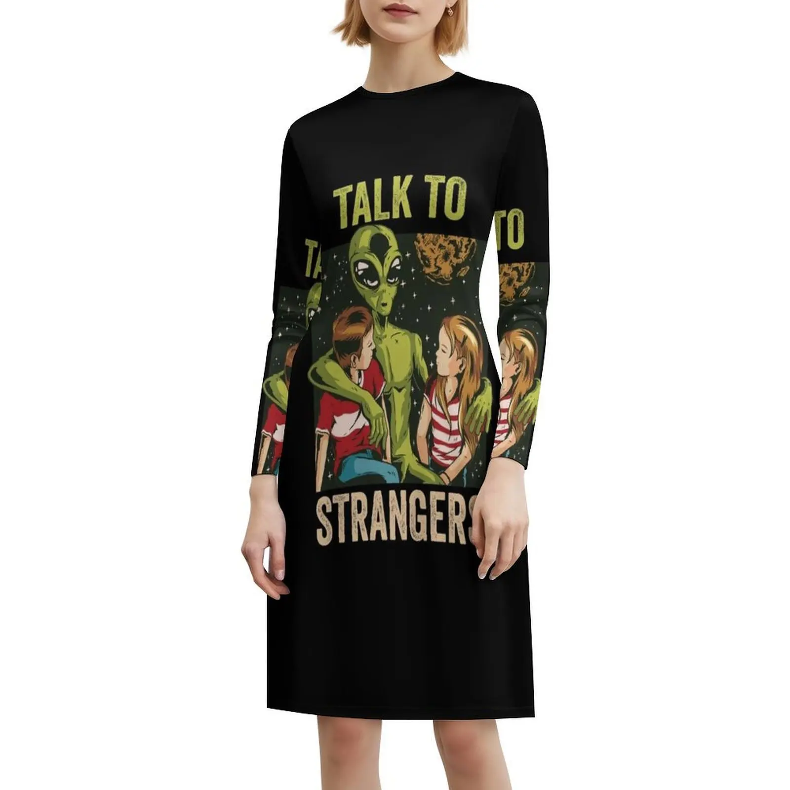 فستان بوهيمي عتيق يتحدث إلى الغرباء بأكمام منتفخة أو خيارات بدون أكمام للنساء فستان 80S 70S Stranger Talk To Ufo Science #6