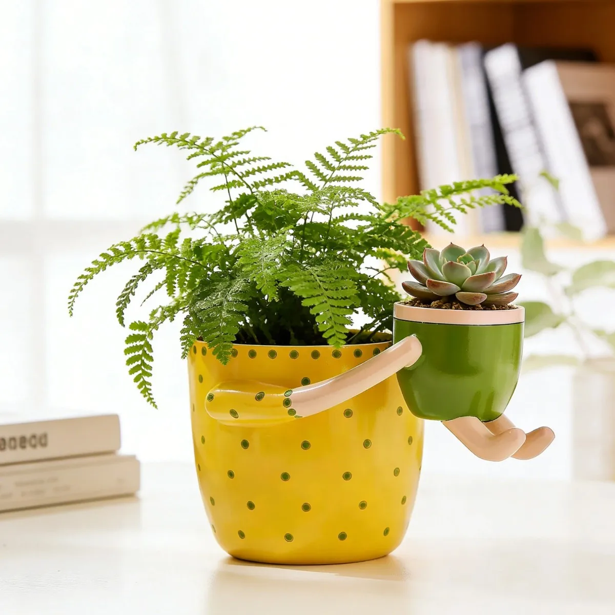 Resin Parent-child Flowerpot with Drainage Holes Floral Arrangement Succulent Plants Vase Decorative Polka Dot Flower Pot