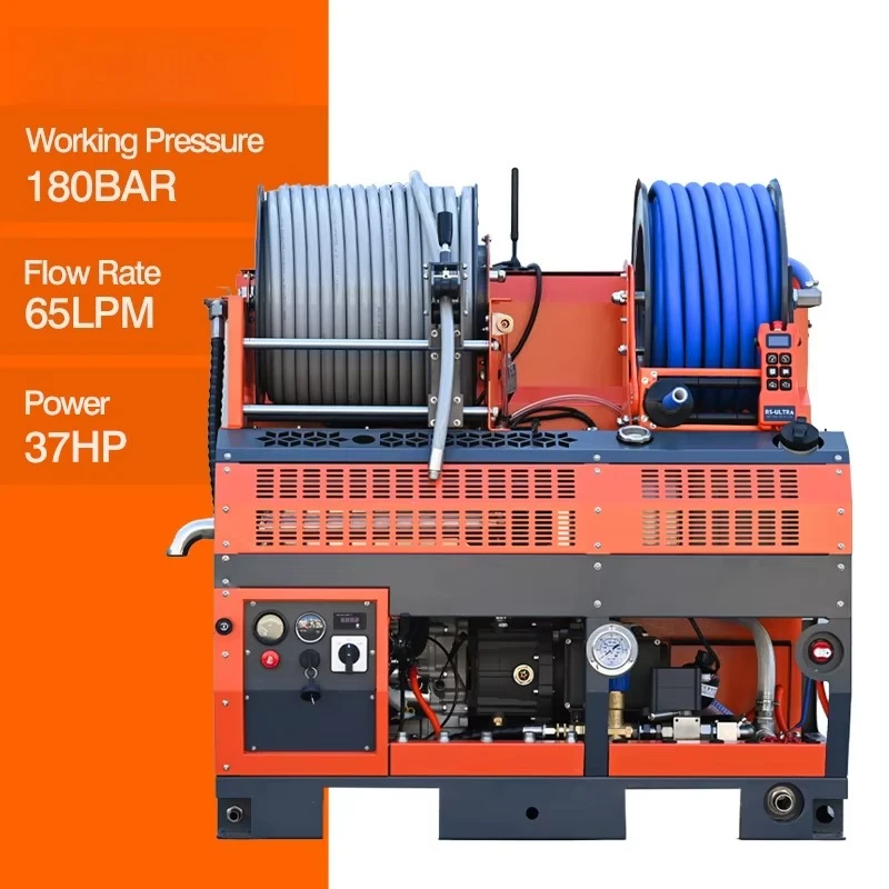 High Pressure Water Jet Sewer Cleaning Machine Drain Cleaner Pipe Cleaning Machine Pipe Factory Sewage Cleaning