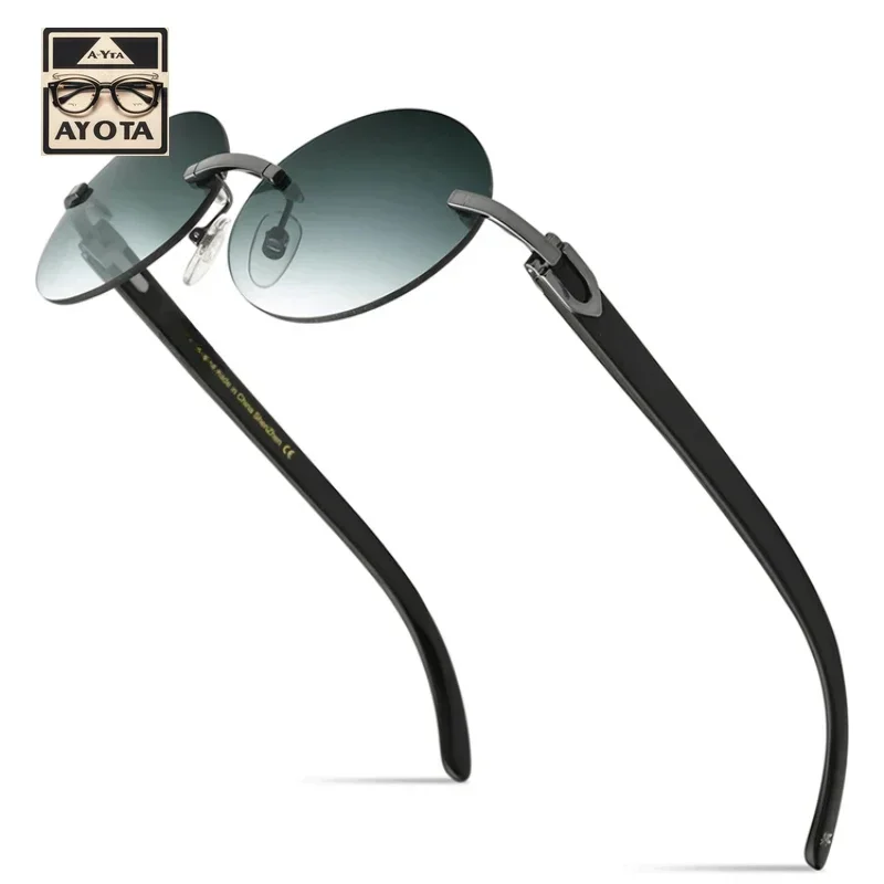 Natural Buffalo Horn Legs High-end Luxury Sunglasses for Men and Women Rimless UV400 SUNGLASSES Can Be with Prescription Lenses