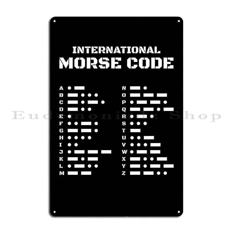 Morse Code Chart Alphabet 26 Letters White Metal Plaque Poster Design Club Wall Plaque Print Design Pub Tin Sign Poster