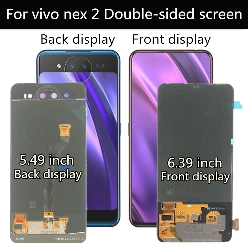 AMOLED / TFT Black 6.39 '' For Vivo Nex Dual Display / Nex 2 Nex2 Front LCD DIsplay Touch Screen Digitizer Assembly Back DIsplay