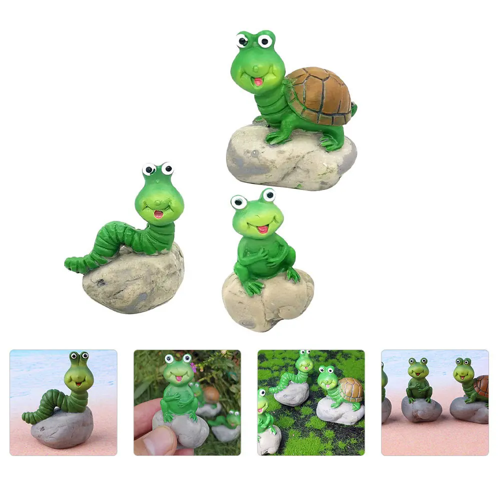 

3Pcs Micro Landscape Resin Frogs Adornment Bonsai Decoration Durable Desktop Decor Photography Prop Frogs Ornament