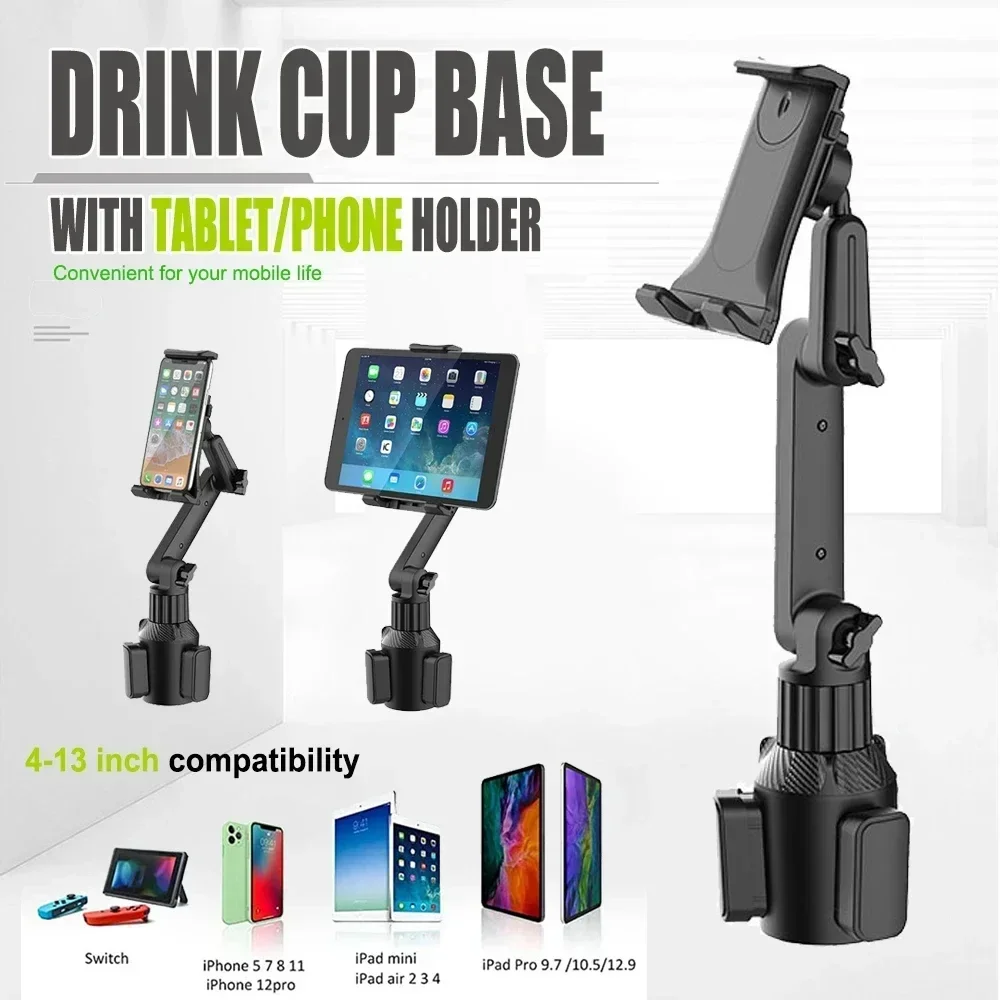 Getränkehalter für Auto, Tablet, 360° verstellbar, Smartphone-Halterung, Auto, dreieckige Basis, Ram-Halterung, Tablet-Halter