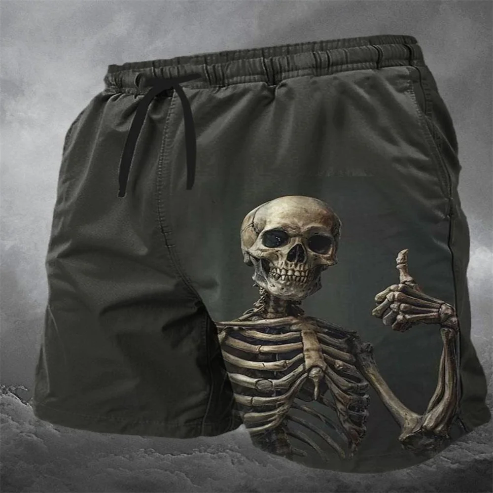 Fashion Skull 3D Print Beach Shorts Men Women Summer Hip Hop Oversized Surfing Board Sport Pants Swimsuits Trunks Kids Clothing