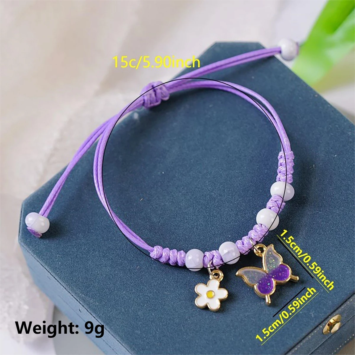 Bohemian Butterfly Flower Bracelets For Women Girls Handmade Purple Blue Pink Beads Braided Rope Chain Bracelet Bangles BFF Gift image 6