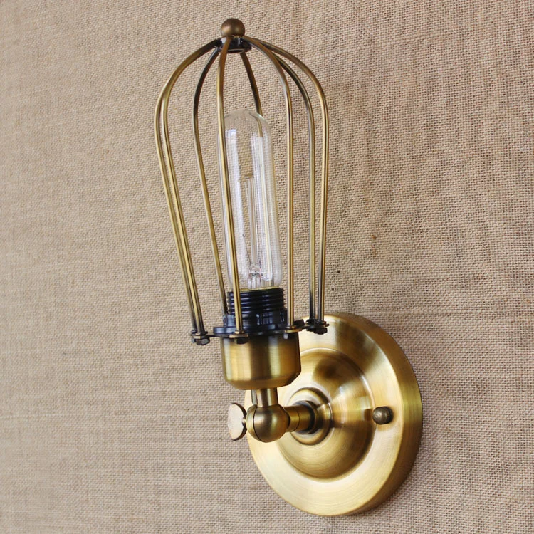 Retro Industrial Portuguese Cage Mini Vintage Loft Adjustable Antique Metal Wall Light Lamp Wall Sconce Lamp Fixtures For Home