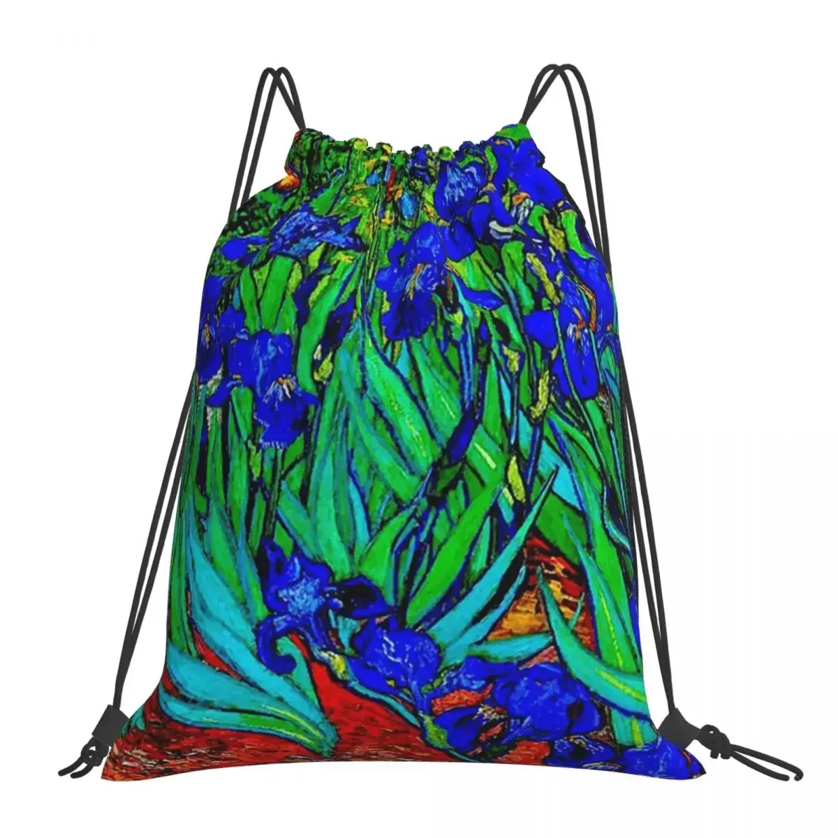 

"Irises" By Vincent Van Gogh Van Gogh Fine Art Backpacks Drawstring Bags Drawstring Bundle Pocket Sundries Bag BookBag