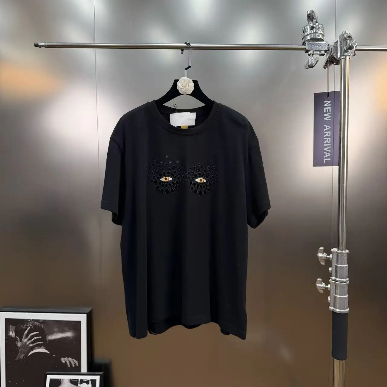 Camisetas de calle alta, camisetas de algodón, camisetas de verano para mujer, estilo Hip-hop, ojos bordados, camiseta de manga corta, estilo suelto y perezoso