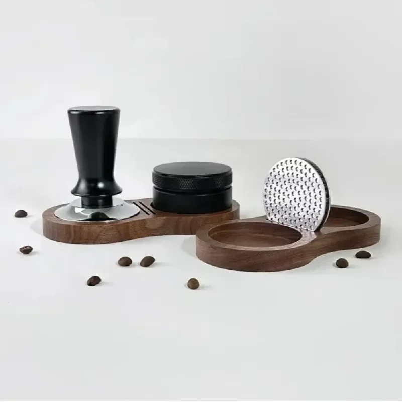 Walnut Wood Coffee Tamper Storage Base, Professional Station with Non-Slip Bottom for Multi-functional & Stable Use