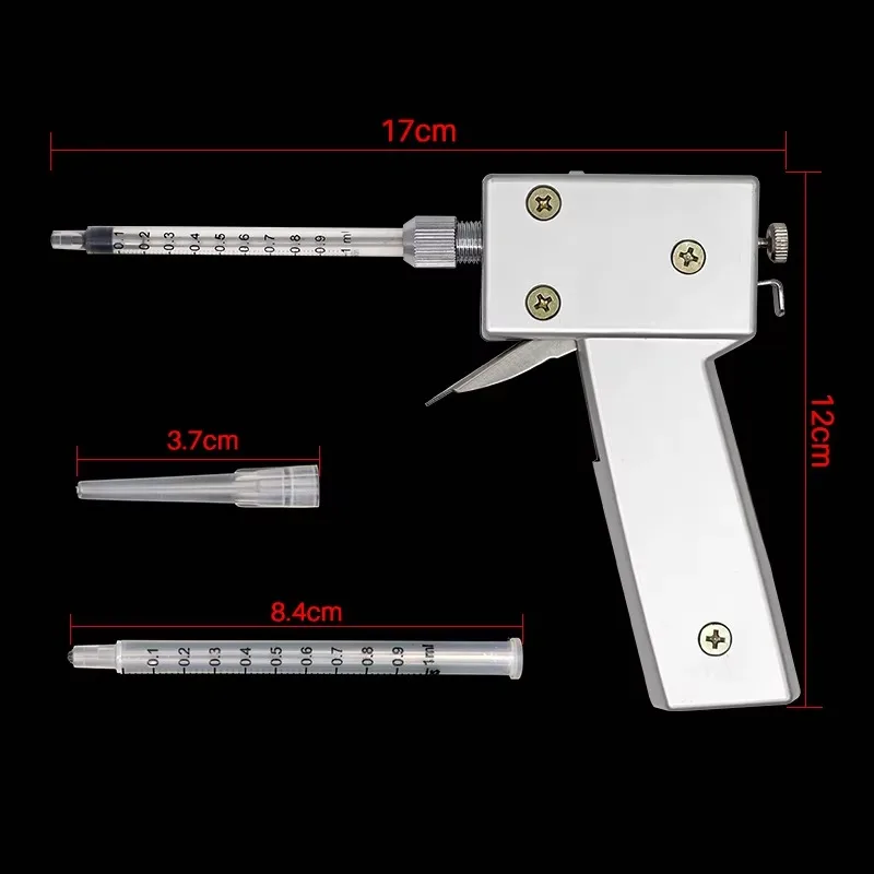 Pistola AI per pollame in metallo regolabile per attrezzature agricole Iniettori per sperma Pistola per inseminazione artificiale di pollo in vendita