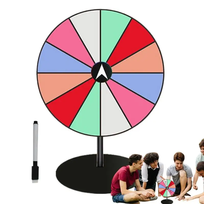Prize Wheel Tabletop 12 Slots Spin The Wheel With Stand Raffle Game With Heavy Duty Base Dry Erase Marker For Trade Shows
