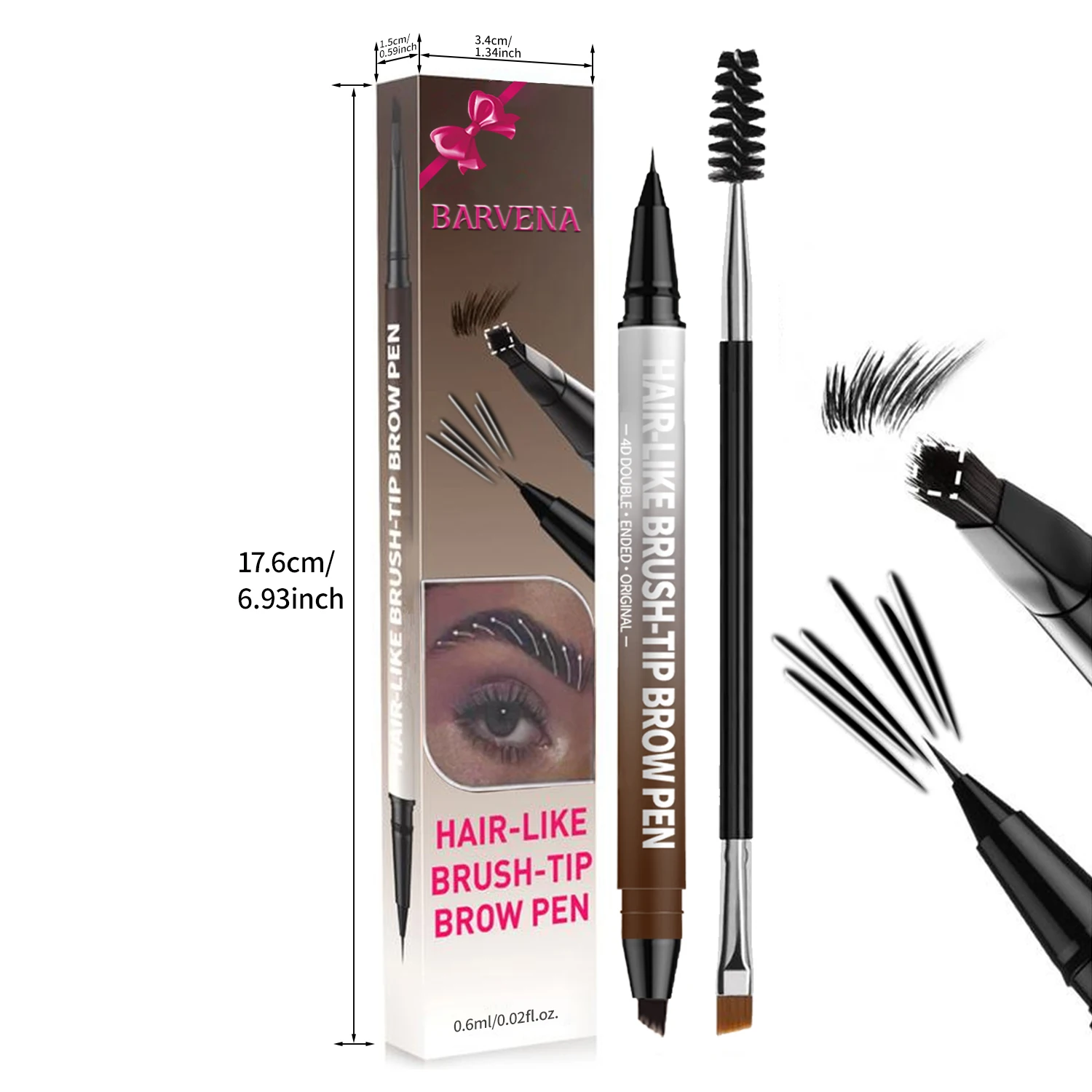 BARVENA natural smooth wild eyebrow pencil eyeliner two-in-one waterproof and sweat-proof double-ended eyebrow pencil