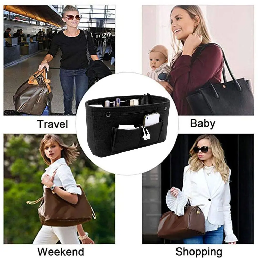 Simple Felt Handbag Insert Bag Bag Support Large Capacity Purse Liner Multi-Pocket Portable Bag Organiser