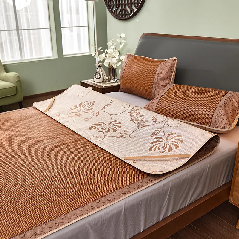 

Home Use Double Sided Wicker Mat 15M 18M Foldable Three Piece Set Student Dormitory 09 Woven Tatami Bedding Modern Chinese Style