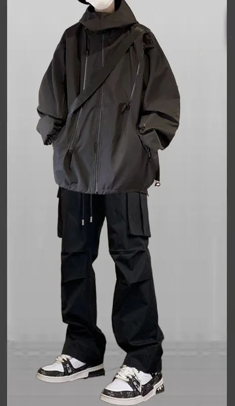 

Functional Sle Men's Workwear Jaet Loose Fit Autumn Spring INS Trendy Brand Casual Sport Suit Teenager Long Sve Sweats...