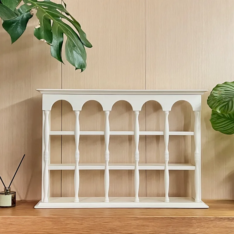 Vintage Solid Wood Display Shelf French Country Storage Rack for Cups Wall Mounted Perfume Organizer Curio Cabinet for Decor - view 6