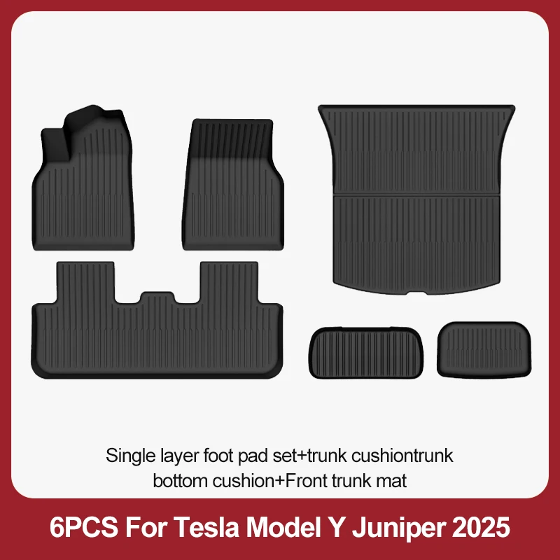 TPE Auto Vloermatten Voor Nieuwe Tesla Model Y2025, Jeneverbes Bagage Mat Set Waterdicht Anti-slip Kofferbak Matten vloer Liner Rugleuning Matten