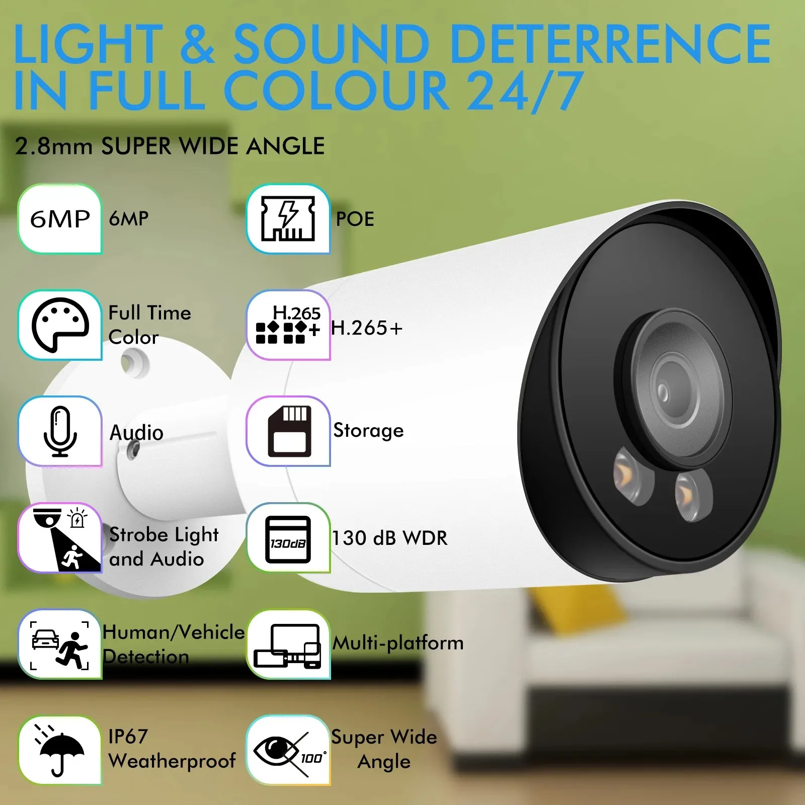 Gadinan 6MP SONY IMX335 IP Camera Color Night Vision Outdoor CCTV Audio AI Humanoid Detection Surveillance Video Camera SD Card