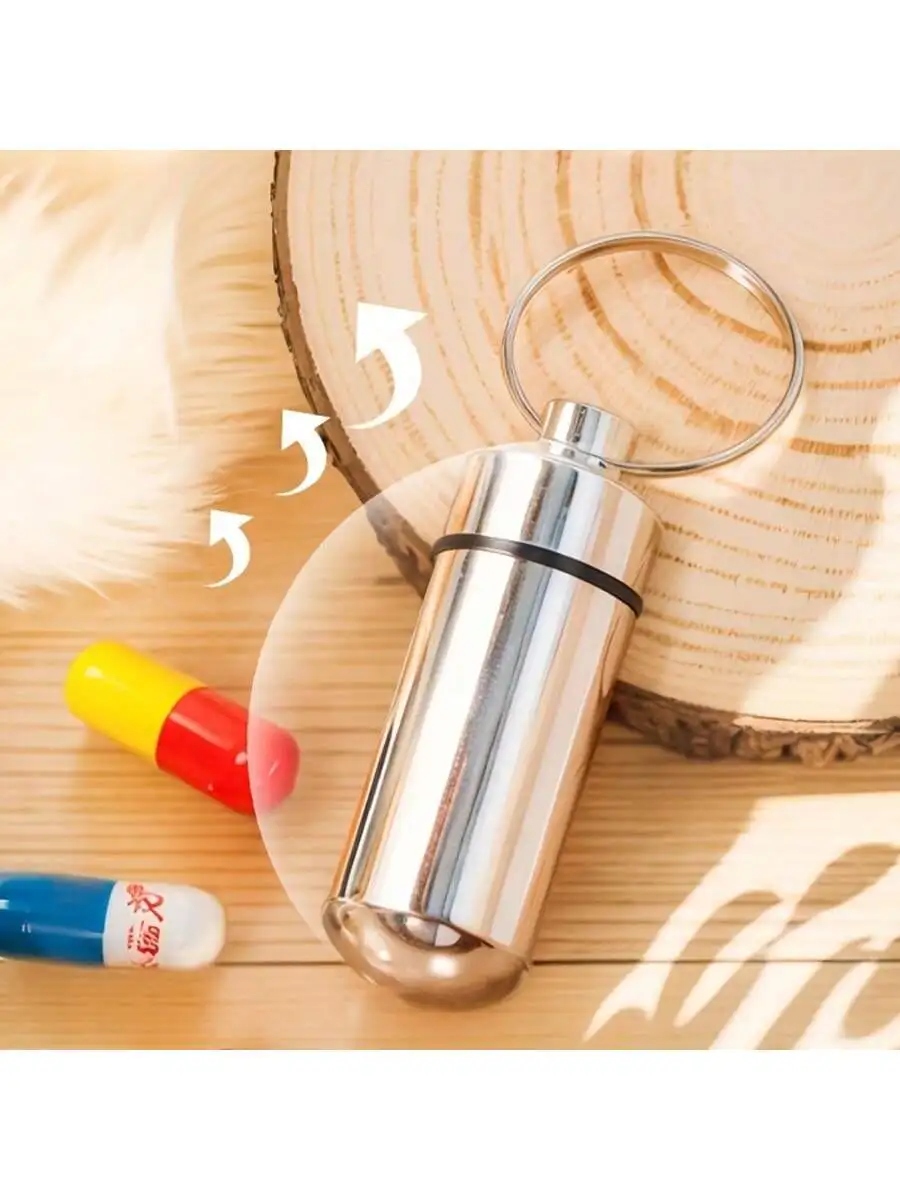 Portable Keychain Pill Holder, Waterproof Aluminum Alloy Medicine Box, Travel Camping Essential, 2 Pack, Outdoor Use