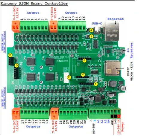 KC868-A32M Ethernet Relay Module ESP32 Board 32DI 32DO Wifi Switch HTTP Support ESPhome Home Assistant Tasmota